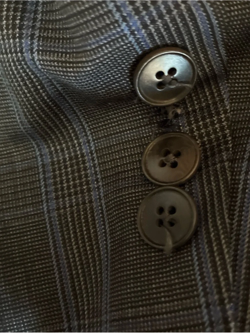 AX Armani Exchange Men's Plaid Suit Jacket 44R Blue Gray-missing Cuff Button-GUC